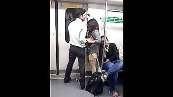 Delhi Metro Lovebirds - Amateur Desi Couples Caught Kissing