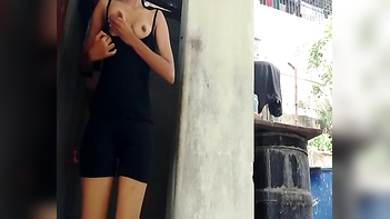 Shy Teenager Bares All Outdoors - Nude Flashing of Busty Chest