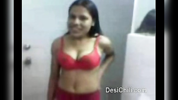 Sizzling Hot Desi Girl in Red Bra Enjoys Passionate Moment With Her Boyfriend