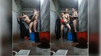 Mature Desi Couple Enjoys Intimate Moment in Bathroom
