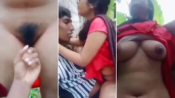 Sweet village school girl with  hairy pussy fucking outdoor with a classmate
