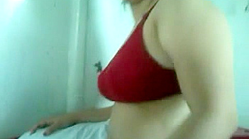 Busty Tamil Aunty in Red Lingerie Greedily Sucking Cock Dry.