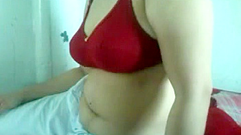 Busty Tamil Aunty in Red Lingerie Greedily Sucking Cock Dry.