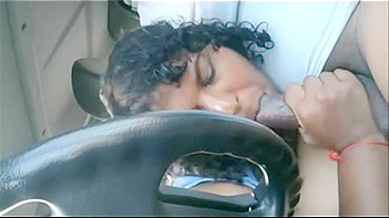 Chubby Tamil Bhabhi Blowing Her Lover's Cock in a Car, Gagging and Moaning Loudly