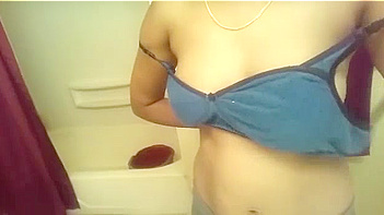 Desi MILF in Blue Bra Teasing with Big Tits and Pussy Closeups