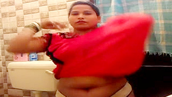 Indian Bhabhi Stripped Down in Red Lingerie, Dripping Wet and Begging for Cock