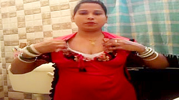 Indian Bhabhi Stripped Down in Red Lingerie, Dripping Wet and Begging for Cock