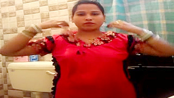 Indian Bhabhi Stripped Down in Red Lingerie, Dripping Wet and Begging for Cock