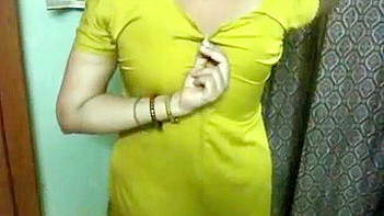 Indian Aunty Stripping Down in Bedroom, Sexy As Hell, Tits Out