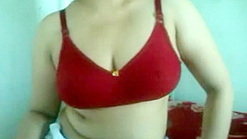 Tamil Aunty in Red Lingerie Sucking Dick Like a Whore