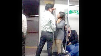 Indian Couple Getting Wild and Dirty in Delhi Metro, Sucking Faces Like Pros