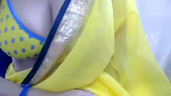 Indian Bhabhi with Huge Tits in Tight Yellow Sari Gets Pounded Hardcore