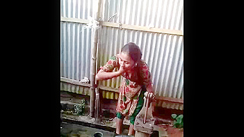 Indian Teen Gets Wild in Outdoor Shower, Soaked and Slutty