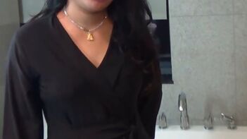 Desi Wife Kajol in Tight Black Dress Sucking Dick Like a Whore