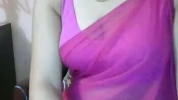 Indian Bhabhi Strips Down in Purple Sari, Pussy Soaked and Ready