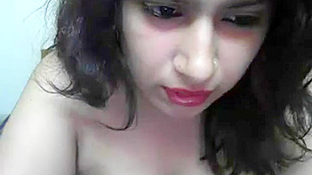 Chubby Indian Babe in Black and Red Lingerie Teasing on Cam