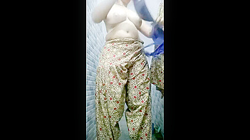 Indian Bhabhi with Huge Tits Stripping Naked in the Fucking Bathroom