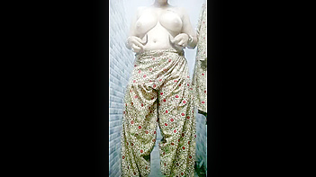Indian Bhabhi with Huge Tits Stripping Naked in the Fucking Bathroom