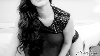 Indian Babe Sunny Strips in Black and White Lingerie, Sucking Dick Like a Whore