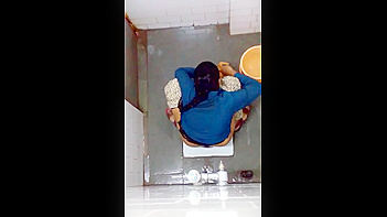 Indian Chick Strips Down and Changes Pad in Bathroom - Soaked Pussy Close-Up