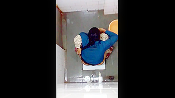 Indian Chick Strips Down and Changes Pad in Bathroom - Soaked Pussy Close-Up