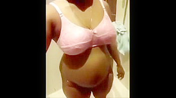 Busty Bhabhi in Pink Bra Shows Off Her Hairy Pussy in Nude Selfie